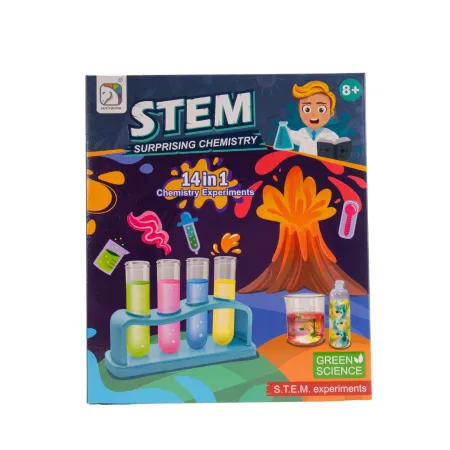 ZESTAW MAŁY CHEMIK EDUKACYJNY 14 EKSPERYMENTÓW NAUKOWYCH WYBUCHOWY WULKAN