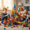KLOCKI MAGNETYCZNE 3D ZAMEK I POJAZDY - DUŻY ZESTAW EDUKACYJNY 110 ELEMENTÓW