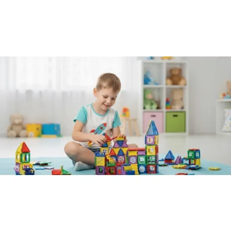 KLOCKI MAGNETYCZNE 3D ZAMEK I POJAZDY - DUŻY ZESTAW EDUKACYJNY 110 ELEMENTÓW