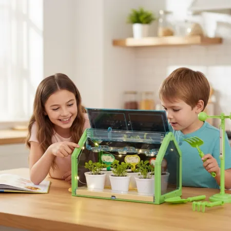 MINI OGRÓDEK SZKLARNIA DLA DZIECI - ZESTAW EDUKACYJNY Z AUTOMATYCZNYM PODLEWANIEM