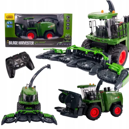 Duży Kombajn RC Zdalnie Sterowany dla Dzieci 1:24 | Efekt Dymu, Światła LED i Pilot | Ruchome Elementy, Realistyczna Zabawa Rolnicza | Traktor Maszyna