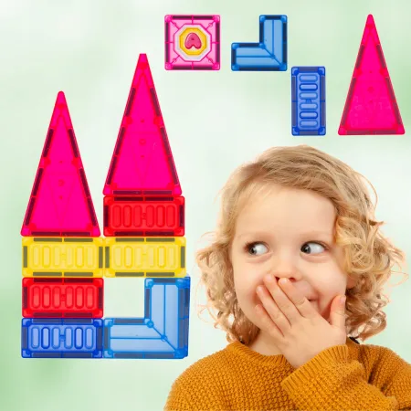 KLOCKI MAGNETYCZNE 3D ZAMEK I POJAZDY - DUŻY ZESTAW EDUKACYJNY 110 ELEMENTÓW