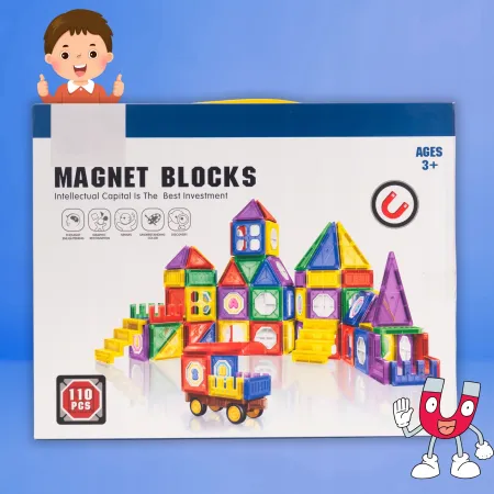 KLOCKI MAGNETYCZNE 3D ZAMEK I POJAZDY - DUŻY ZESTAW EDUKACYJNY 110 ELEMENTÓW