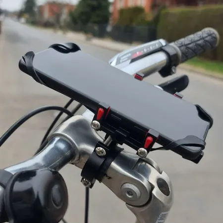 UCHWYT ROWEROWY ZACISKOWY NA TELEFON MONTOWANY NA KIEROWNICĘ ROWERU METAL